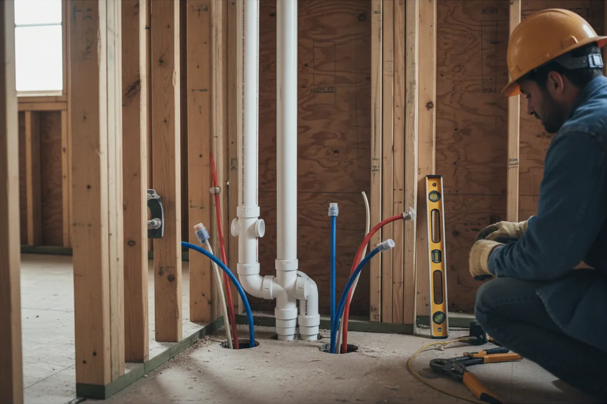 Drain and supply rough-in during Leak Detection in Knightsen