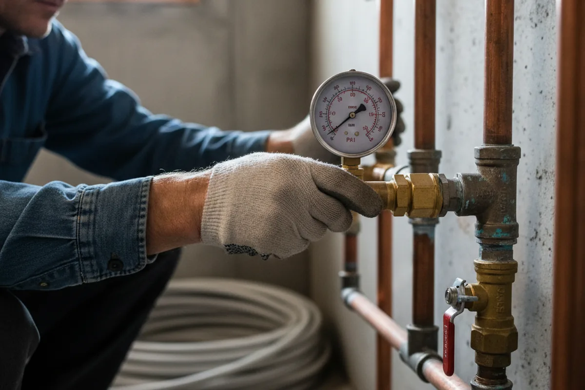 Pressure testing a repaired line during Water Line Repair in Knightsen